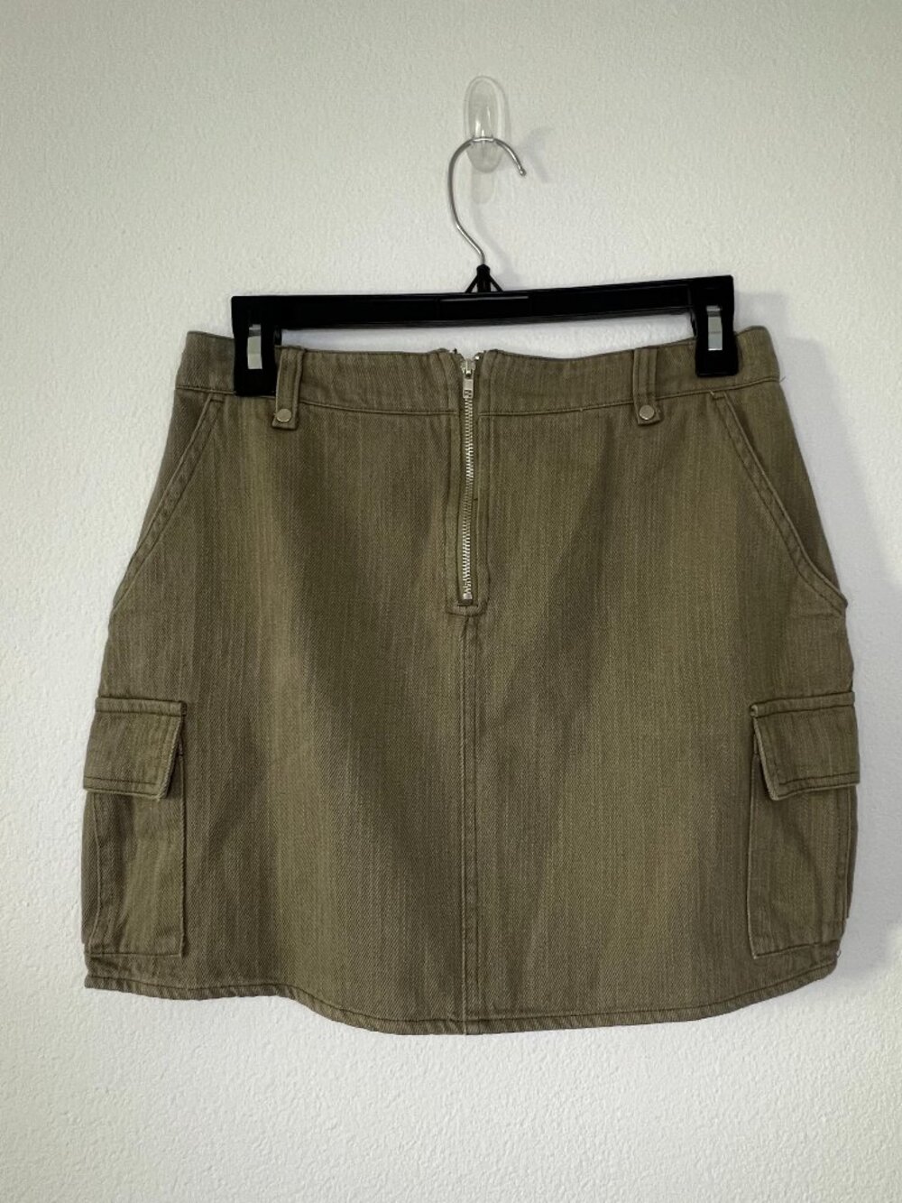NWT Blue Blush Denim Mini Skirt Medium Olive Utility Cargo Pockets 100% Cotton